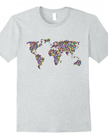 Awesome World Map Butterfly Style Gift Tshirt